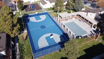 New sport court finish with unr rebels colors